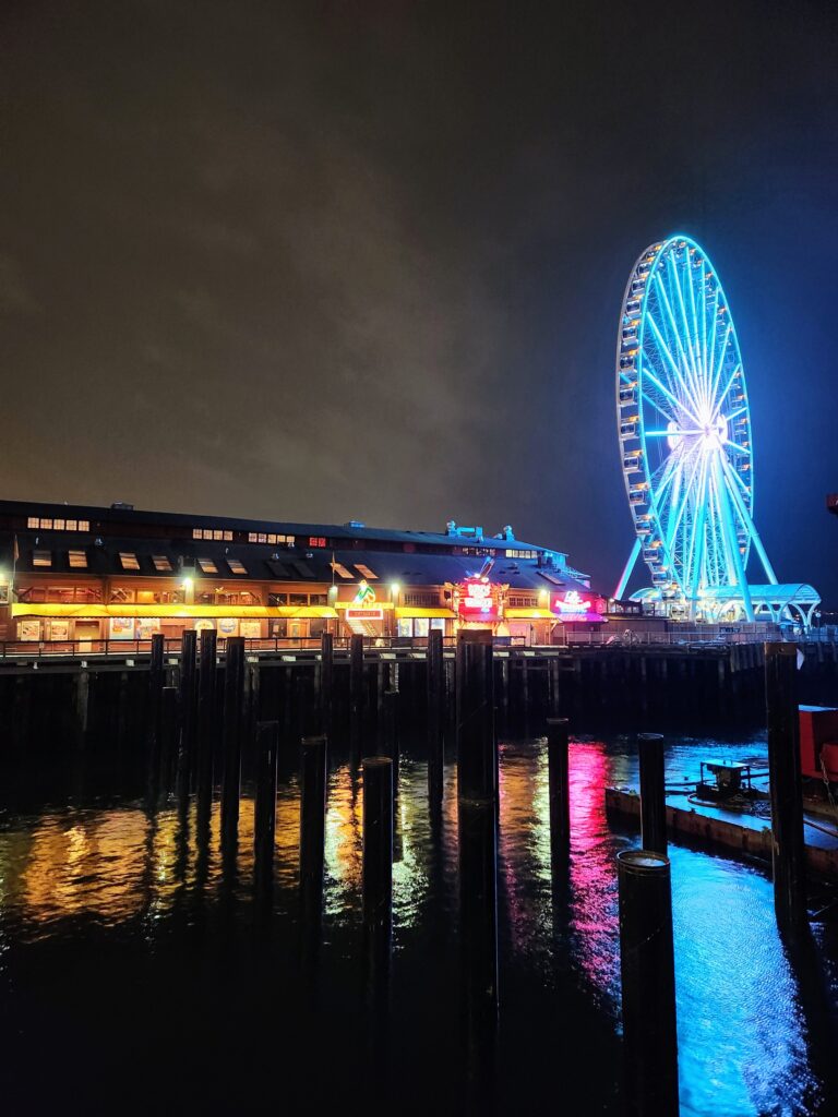 The Great Wheel in Seattle lit up in Teal for Cervical Health Awareness Month