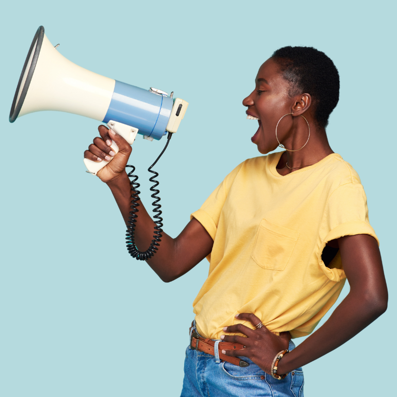 Woman with a megaphone
