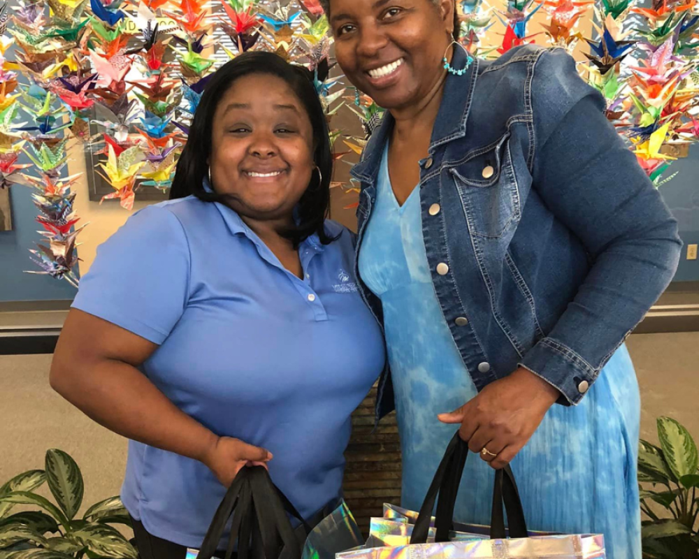 Denise Linton presents care packages